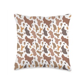 Cow Print Animal Pattern Mixed Brown Throw Pillow