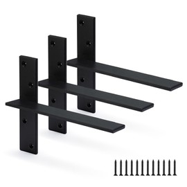 Floating Shelf Bracket 3/8" Thick Heavy Duty Shelf Brackets 3 Pack Free Hanging Countertop Support Bracket 10" Lx2.5 W Floating Wall Brackets for Cabinets, Granite, Dishwasher, Bench Seats Vanities