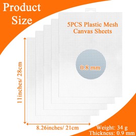 White Mesh Plastic Canvas Sheet, 5 PCS 14 Count Flexible Mesh Sheets, Mesh Sheets for DIY Crafts, Embroidery Making, Cross Stitch, Crochet Projects (8 x 11 Inches)