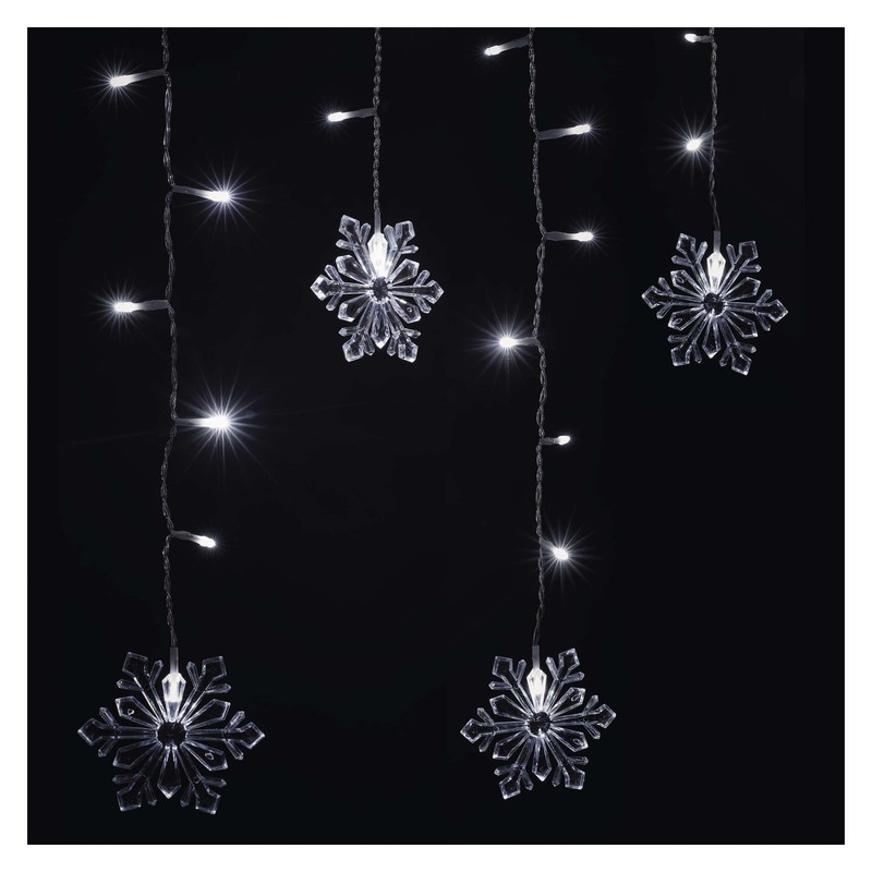 EMOS Snowflake Garland with 60 LEDs, Light Curtain 135 cm
