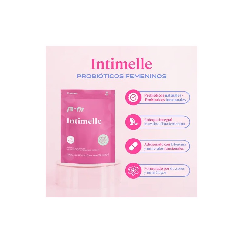 B-fit Intimelle Probióticos + Inulina Prebiótica 60 Caps Sin Sabor