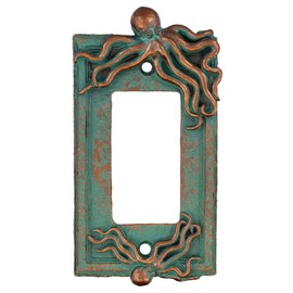 Top Brass Large Octopus/Kraken Electrical Cover Wall Plate Bronze/Verdigris Finish Style 2 - Single Switch, Double, Rocker, Outlet (Rocker)