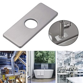 QOTSTEOS Sink Faucet Plate, Stainless Steel Faucet Base Plate, Rectangular Hole Lid Plate for Kitchen Sink (Grey)