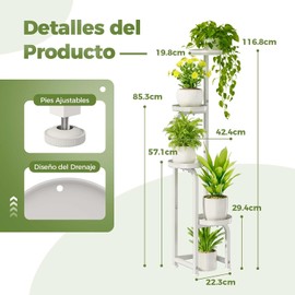 Bamworld Soporte esquinero para plantas de interior y exterior, soportes altos de metal para múltiples plantas, estante dorado resistente de 4 niveles para patio, jardín, balcón, sala de estar
