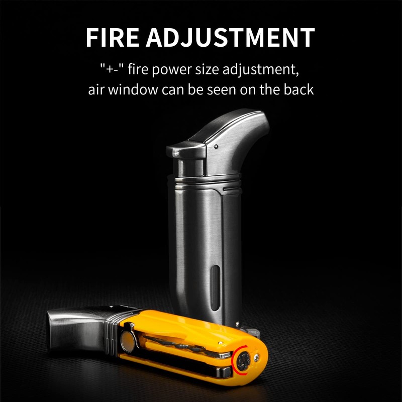 CIGARLOONG Cigar Cutter and Lighter Set Yellow Double Blade Classic