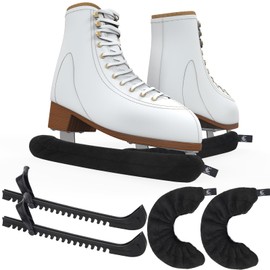 COITEK Ice Skate Guards Kit, 3 in 1 - Ice Skating Guards and Towel, Skate Blade Covers for Figure Hockey Skates (Black, XXL)