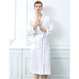 Mettclasi Men's Lightweight Waffle Robe, Unisex Cotton Blend Mid-Length Bathrobe Spa Robe for Men or Women - Size S, Pink
