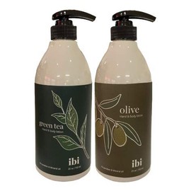 IBI Hand & Body Lotion Set | Includes 1 Refreshing Green Tea Hand & Body Lotion (750mL) & 1 Olive Hand & Body Lotion (750mL)