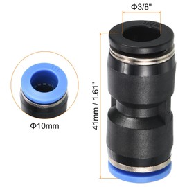 TA-VIGOR 3/8" to 10mm Push to Connect Fittings, 2 Pack Straight Union Push Reducers, Push Fit Connectors for PU Nylon PTFE Tubing, Pneumatic Air Line Quick Fitting, Push Lock Coupler