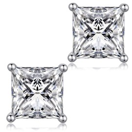 jiamiaoi Square Stud Earrings with Cubic Zirconia Earrings 925 Sterling Silver Unisex Gift for Birthdays Christmas