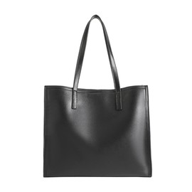 SUNOGE Tote Bag, Handbag, Shoulder Bag, Business Bag, Women's, Men's, Shoulder Bag, PU Leather, Popular, Large Capacity, For Work or School Commutes, A4 Compatible, Stylish, Black, Black