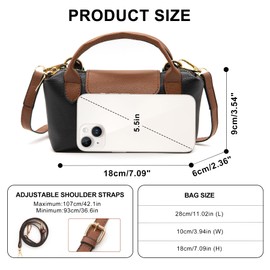 Long Keeper Women's Mini Crossbody Tote Bag with Zip PU Leather Small Tote for Women Ladies Top Handle Hobo Purse Small Handbags Shoulder Bags (Black)