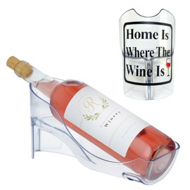 Fridge Wine Saver – Refrigerator Wine Bottle Holder - Wine storage organizer in The fridge or on The tabletop - Use for Standard Size and Large 1.5L - Home Is Where The Wine Is Edition (750 ml)