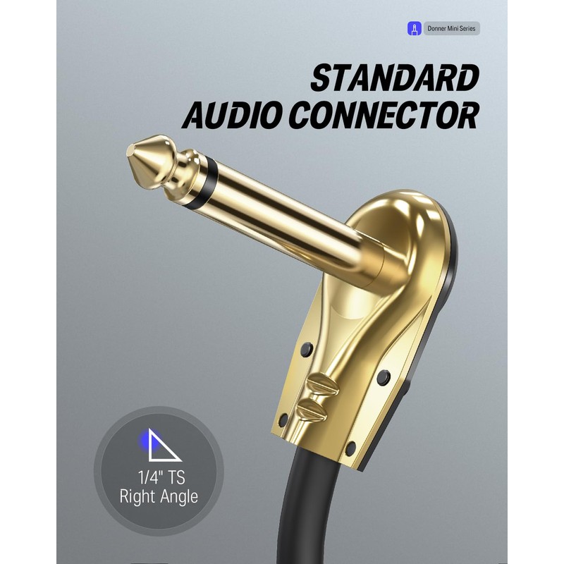 Donner Guitar Patch Cables Right Angle 12 Inch 30cm 1/4