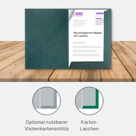 Presentation Folder A4 – Rough Eco Recycled Cardboard – Directly from the Manufacturer STRATAG – Versatile for Your Offers, Exposés, Projects or Business Reports (Fir Green, Pack of 3)