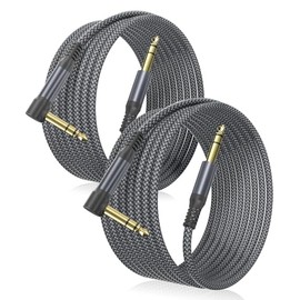 Elebase Paquete de 2 cables TRS para instrumentos de 1/4 de pulgada de 1/4 de pulgada, cable AMP de bajo de guitarra en ángulo derecho a recto de 0.25