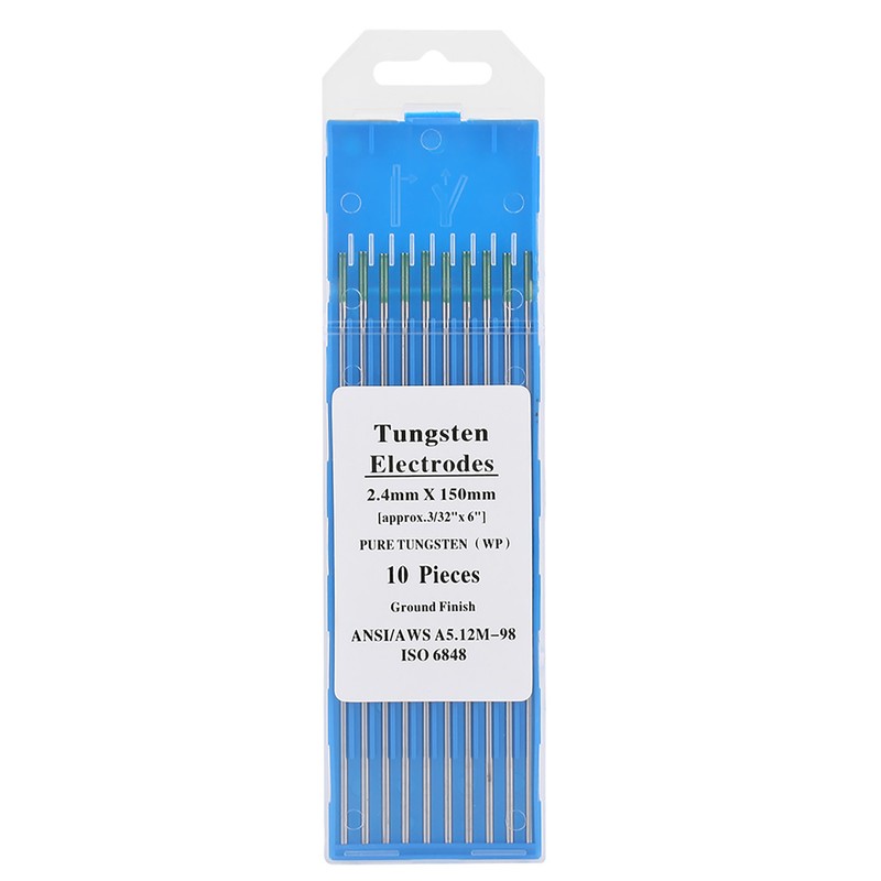 10Pcs Pure Tungsten Electrodes WP Green Tip for AC Tig