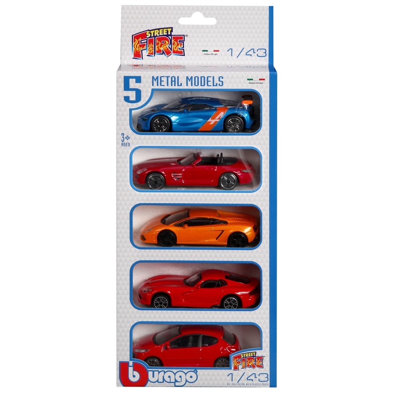 BBurago 18-30005 - Street Fire 1:43 Geschenkset 5er, sortiert