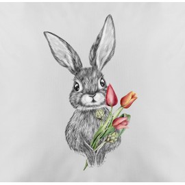 Cushion Cover – Easter Cushion – Rabbit – 50 x 50 cm – Grey – Easter Cushion Rabbit Motif Easter Cushion Cover Easter Gifts Easter Bunny Covers Easter Gift for Parents Easter Item Cushion Covers