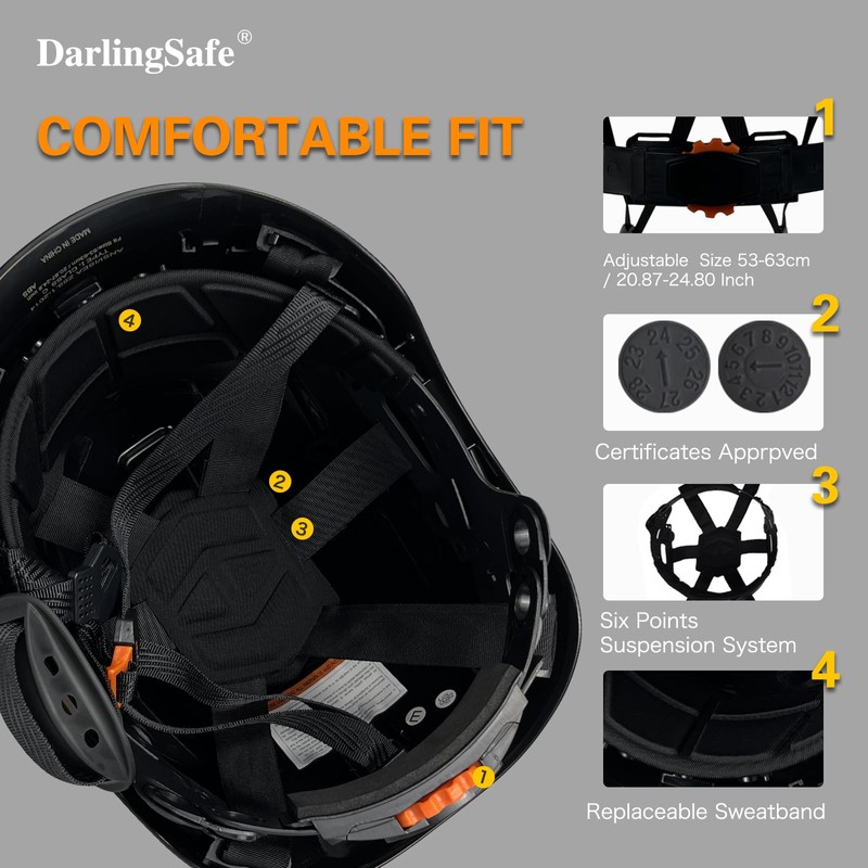 DarlingSafe DR08 Construction Safety Helmet ABS Hard Hat Adjustable Ventilation