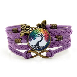 Yucaxu Boho Bracelet Tree Life Leather Bracelet for Women Teengirls Healing Purple Bracelets for Wife Daughter Mom Granddaughter Sisters Birthday Friendship Bracelets Gifts for Her