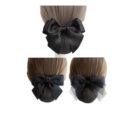 Chignon Net Barrette with Bow Bun Hair Net Set of 3