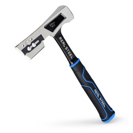 Real Steel 28 Oz Steel Roofing Hammer Shingler’s Hatchet Hammer with Rubber Handle (0522), Silver and Black