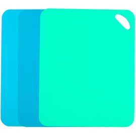 Plastic Flexible Cutting Mats for Kitchen, 3pcs Color Coded Chopping Board Set, Cutting Board Sheet for Kitchen Cooking, Dishwasher Safe（13x10.6"）