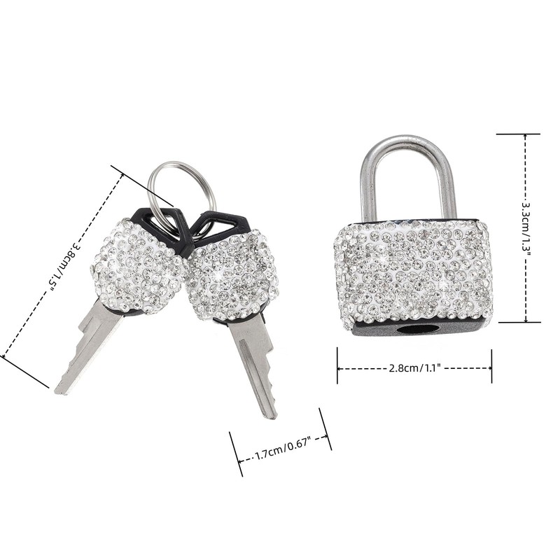 2 Pcs Small Locks with Keys Mini Luggage Locks Bling
