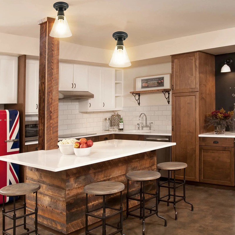 MingBright 2 Pack Semi Flush Mount Pendent Light, Industrial Oil