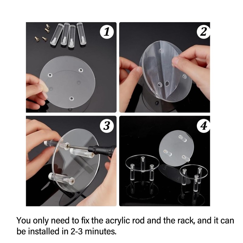 3 PCS Round Acrylic Display Stand Set Easy To Install
