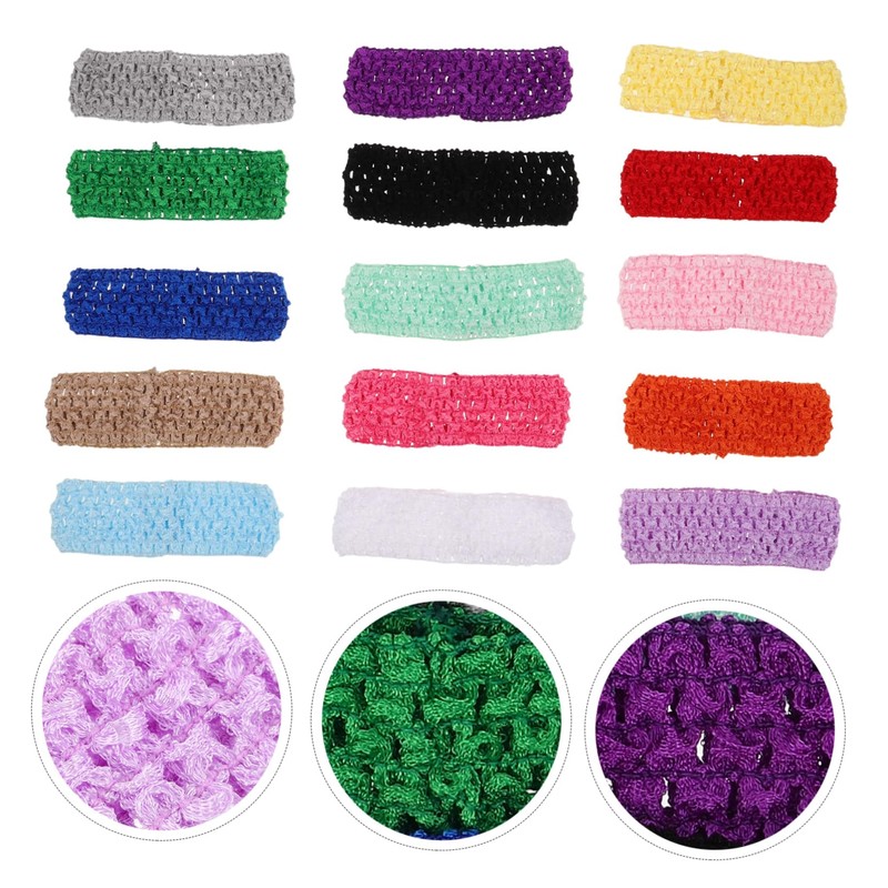 COLLBATH 30pcs Colorful Crochet Headbands High Elastic Soft Knitted Bandanas