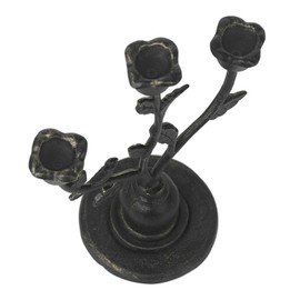 DreamsEden Rose Candle Holder 3 Arms Cast Iron Candelabra Vintage Flower Candlestick Holder Rustic Metal Holder Candles Stand for 3/4 inch Taper Pillar Candles Home Decor Party Wedding Centerpiece