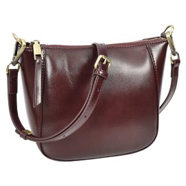 A1 FASHION GOODS Womens Genuine Leather Cross Body Bag Small Zip Top Sling Handbag Liv (Burgundy)