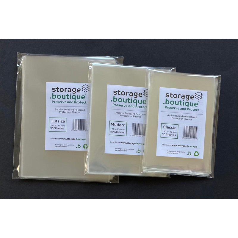 Storage.boutique Postcard Protection Sleeves, Acid Free & Archive Standard, Classic