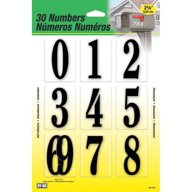 Hy-Ko Packaged Numbers & Letters, DIY Address Number Stickers for