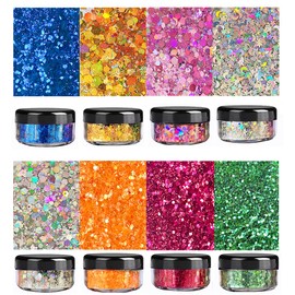 Glitter Glitter Face Body Face Festival Glitter with Glue Coarse Cosmetic Glitter for Face, Body and Hair (Including Long Lasting Glue and Brush) Festival and Party