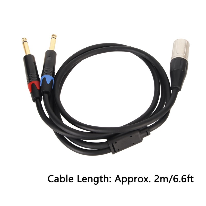 Dual 1/4 Inch to XLR Male Y Splitter Cable XLR