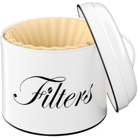 APOIMNA Coffee Filter Holder, Basket Storage Container for Counter, Black Small Bar Accessories for Coffee Bar Station(White)