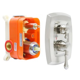 Antique Brass 2-Way Shower Diverter Valve - Brushed Nickel Concealed Rough-In Faucet Mixer with 2 Handle Vintage Style Dual Function Shower System for Bathroom
