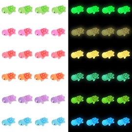 Tindobewan 50 PCS Tiny Turtle Glow in The Dark Mini Resin Sea Turtle Miniature Plastic Turtles Figures for Craft, Garden Decor, Home and Party Decorations(Luminous Tiny Turtle 6 Colors)