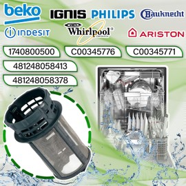 Mesh Filter for Dishwasher Ø 83 mm with The Original Code 1740800500 481248058413 C00345776 for Beko for Whirlpool for Indesit - Warranty 5 Years – Onix TECH