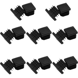 MUZIEBA 19mm x 19mm Tubing End Caps, 3/4 Inch Tubing Post End Cap, Black Plastic Square Plugs, Chair Glide Floor Protector (19mm x 19mm, 16 Pack)