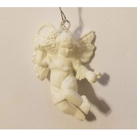 Miniature White Angel with Fruit Basket Christmas Ornaments, Pack of 12