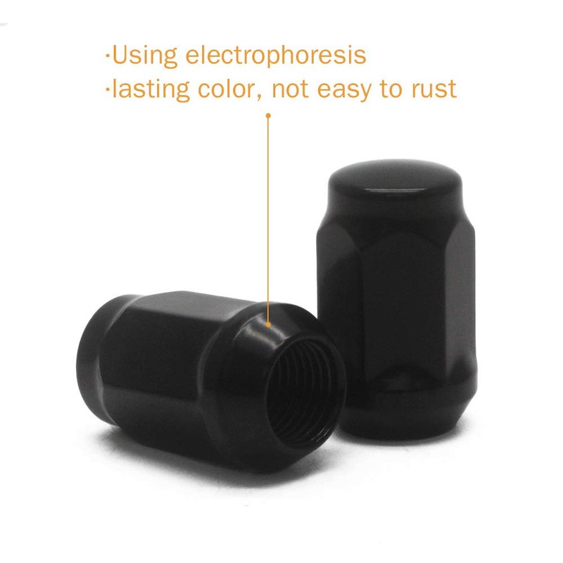GAsupply Black Lug Nuts, 1/2-20 Closed End Bulge Acorn Lug