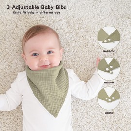 Susurration Muslin Baby Drool Bibs 6Pack Soft Triangular Adjustable Baby Bandana Bibs for Unisex Girls & Boys (Dinosaur Print)