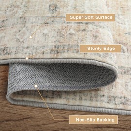 LIVEBOX Washable Runner Rug Non Slip 2.5x8 - Farmhouse Bedroom Runner Rugs Long Hallway Rug Runner for Home Decor, Vintage Carpet Runner for Laundry Room, Non-Slip Neutral Long Bathroom Runner Rugs