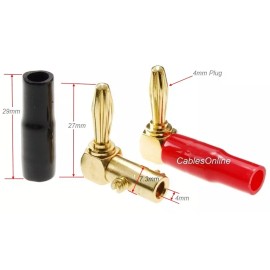 CablesOnline 2-Pair Gold Plated Right-Angle Screw-Type Banana Plugs w/Rd/Bk Plastic Boots
