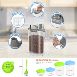 TBMax Small Dog Food Storage Container 3 Qt with Cat Food Can Cover and Mixing Spoon, Portable Travel Pet Food Dispenser with Large Spout and Cup