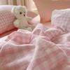 Gingham Duvet Cover Set Queen Size Pink Plaid Grid Checkered